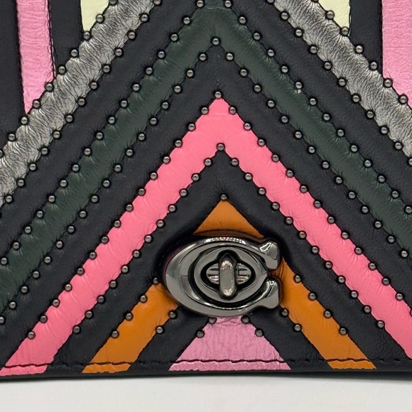 Coach 1941 Foldover Chain Clutch Crossbody Quilted Striped 27091 - Picture 3 of 16